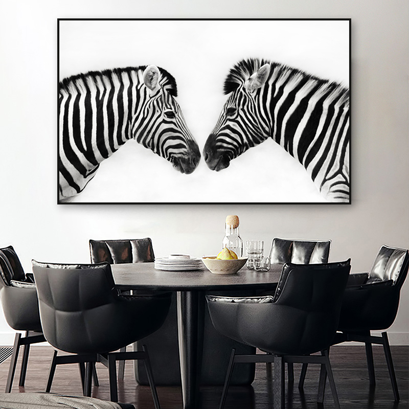 

Two Zebras Pictures Print Wall Art Posters Black And White Line Canvas Paintings Animals Wall Painting for Living Room Cuadros