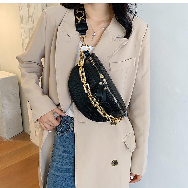 

Evening Bags Woman Chest Bag PU Leather Small Simple Waist Packs For Women 2022 Female Fashion Phone Purses Chain Travel Belt, Black