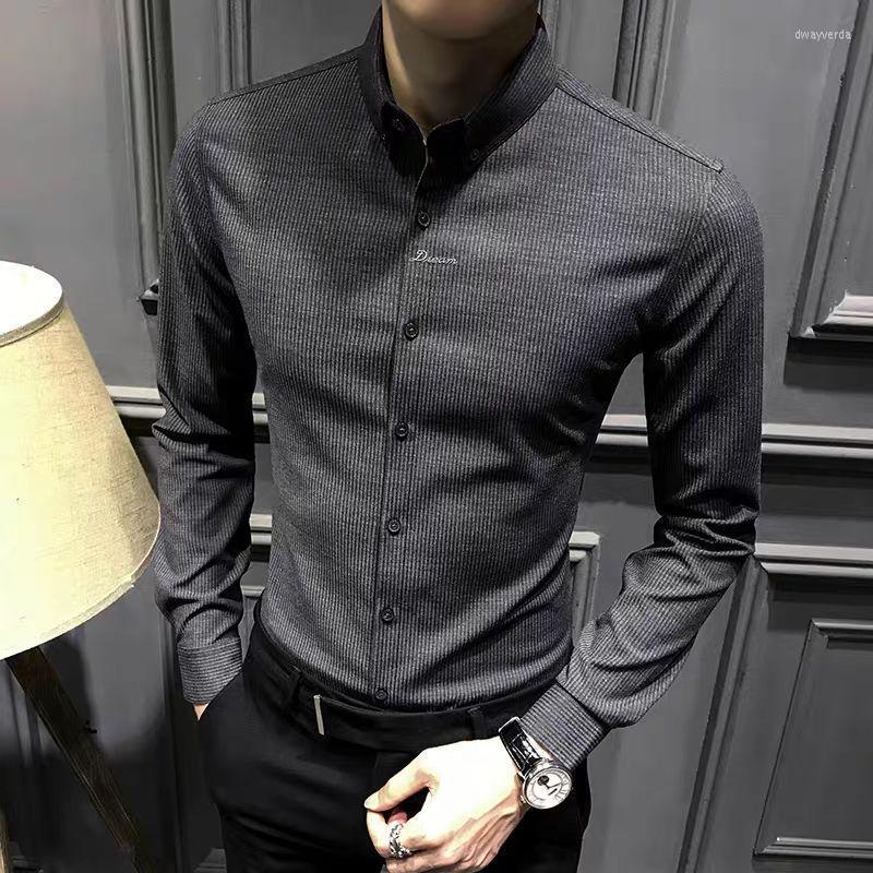 

Men's Dress Shirts 2022 Men Spring Autumn Casual Slim Fit Shirt Botton Male Long Sleeve Fashion Striped Top Linen Blouse D263 Dway22, Molv