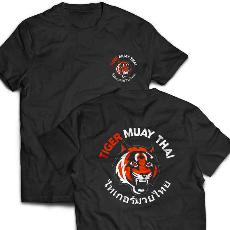 

New Tiger Muay Thai Kick Boxing T-shirt Summer Cotton Short Sleeve O-neck Men t Shirt Tees Tops Harajuku Streetwear, Black