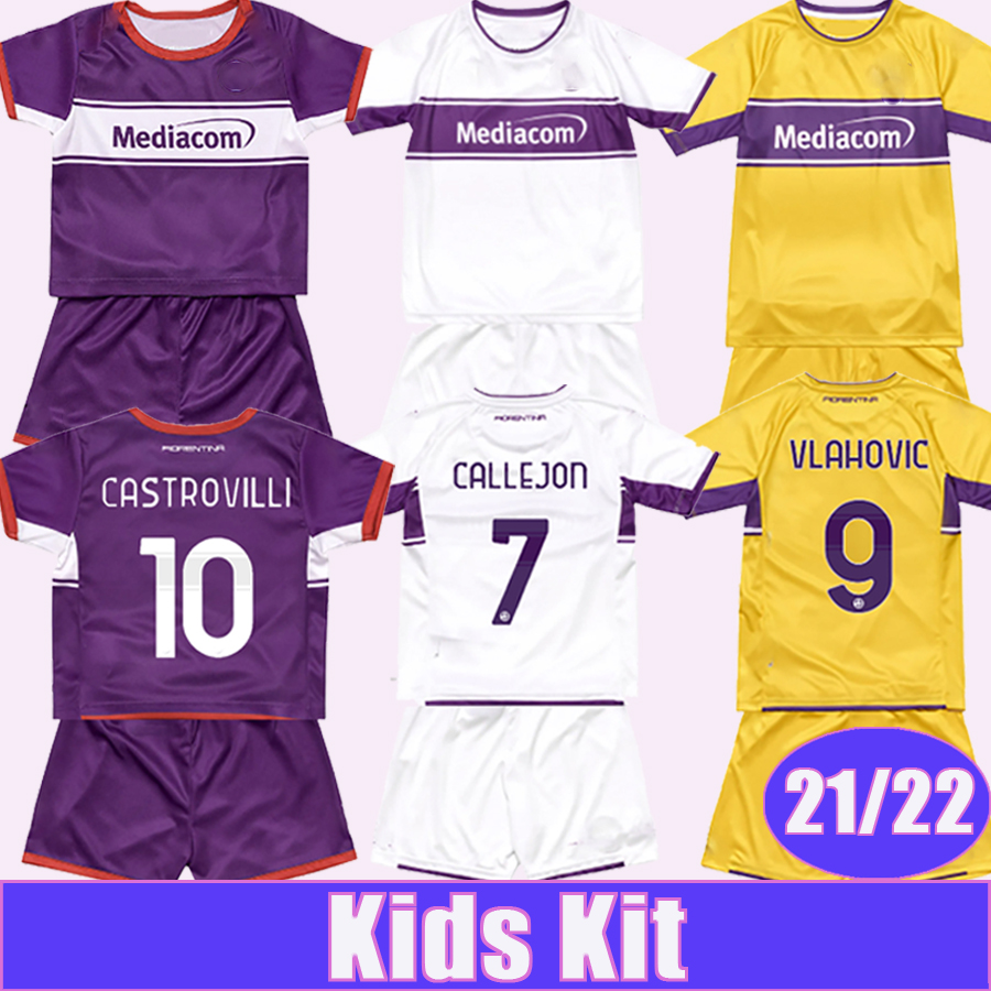 

21 22 Fiorentina Kids Kit Soccer Jerseys CASTROVILLI BIRAGHI MILENKOVIC BONAVENTURA CALLEJON VLAHOVIC Home Away 3rd Football Shirts Uniforms, Tz4886 21 22 home no socks
