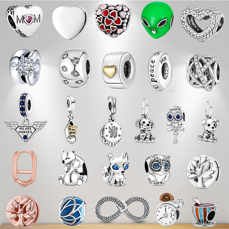 

925 bracelet charms for Pandora charm set Original box Knight Owl Shoes Coffee Cup The fox European Bead necklace charms jewelry