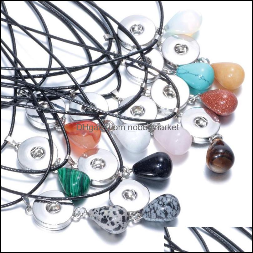 

Grey Color Natural Stone Water Drop Shape 18Mm Snap Button Jewelry Pendant Necklace Fit Buttons Delivery 2021 Necklaces Pendants Cmjnz