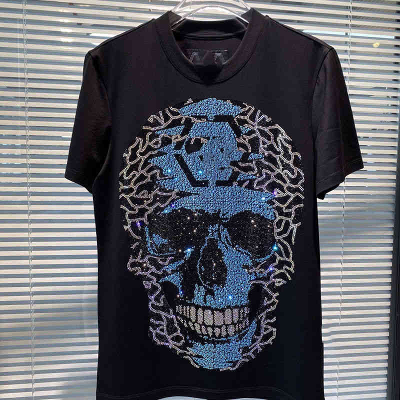 

European station new Ger PP short sved t-shirt men's and women's wear hot drill European and American skull brand net red couple wear, White