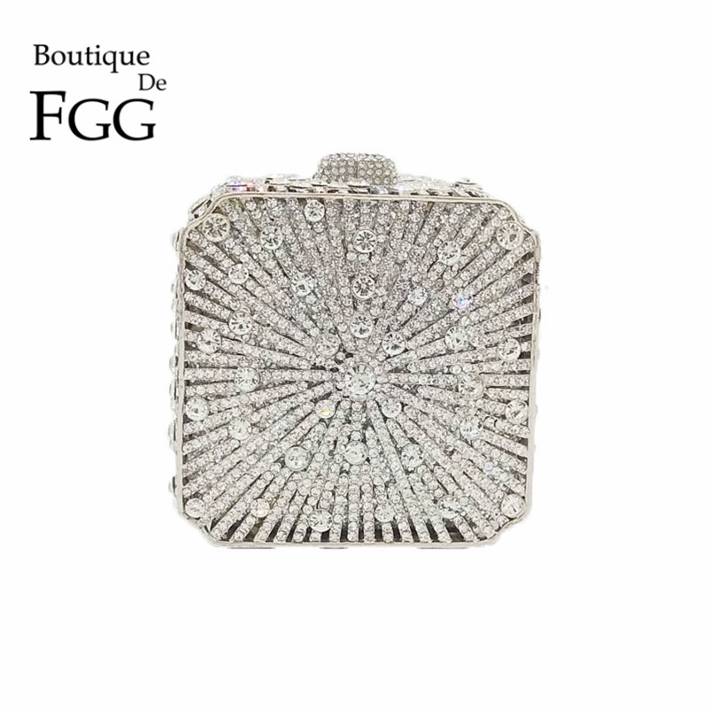 

Boutique De FGG Crystal Women Evening Box Clutch Bag Wedding Bridal Minaudiere Handbags and Purses Ladies Party 220617, Green box clutch