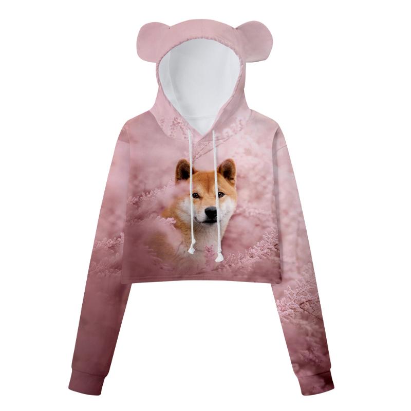 

Men's Hoodies & Sweatshirts Bear Ears Cropped Sweatshirt Women's Sweater Sexy Fashion Hoodie Sportswear Trend AnimalMen's, 3d