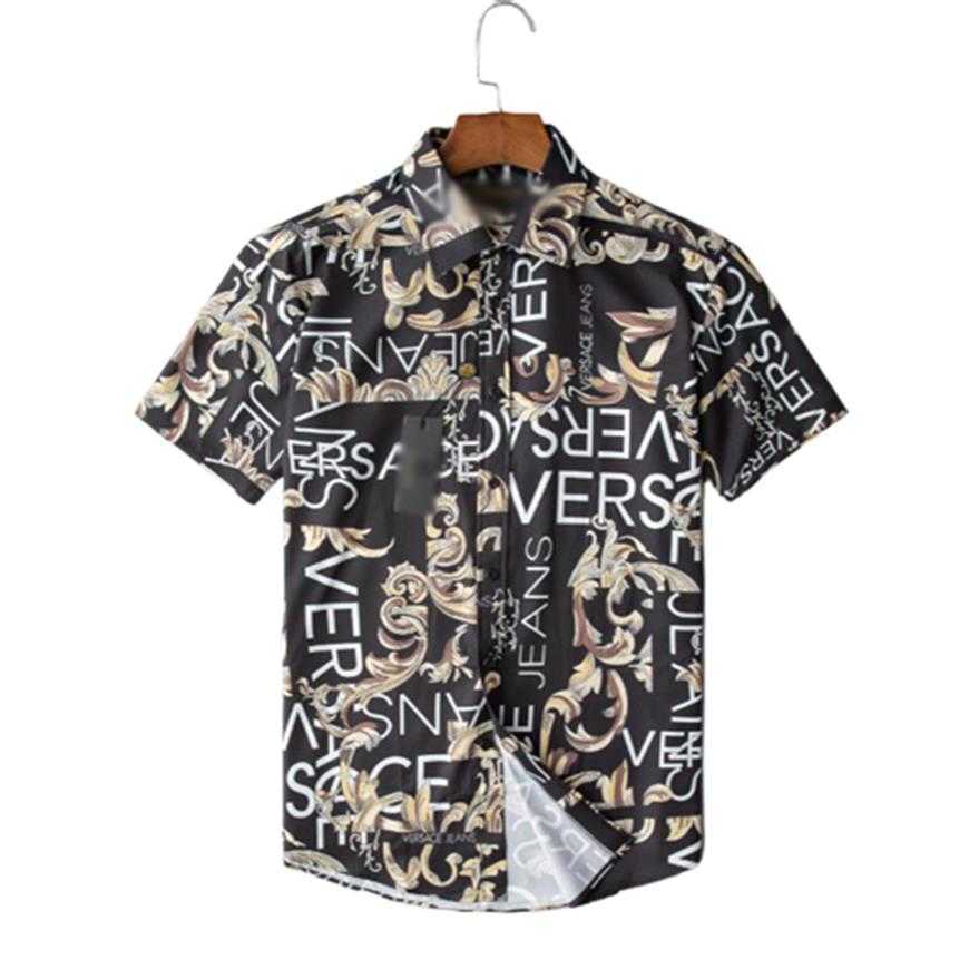 

graphic shirts for men trendy Lapel summer outdoor loose fashion letter Striped Printed button down short sleeve beach party style, Customize