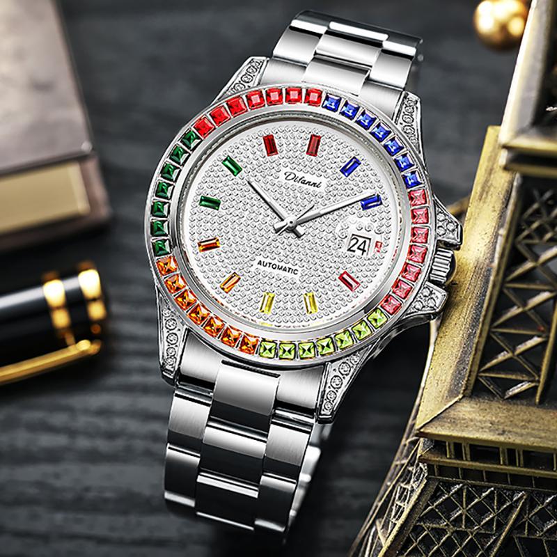 

Wristwatches Difanni Top Brand Man Mechanical Automatic Watch Men Fashion Waterproof Watches Luxury Luminous Stainless Steel Strap Wristwatc, Gold