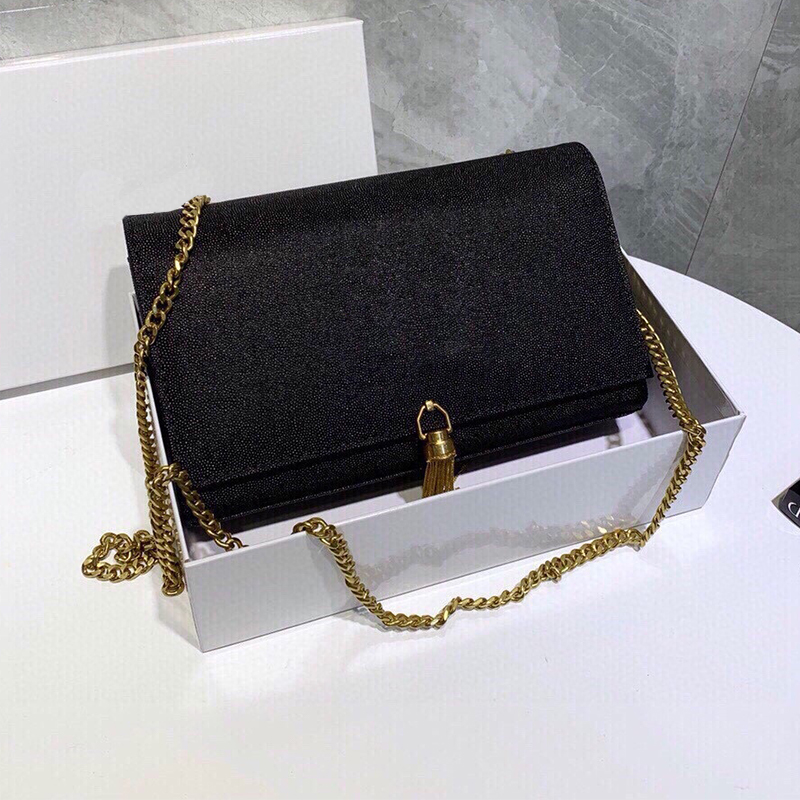 

Envelope with caviar Hot shoulder bags Classic chain handbags High quality Cross body bag Messenger bag with box, With logo