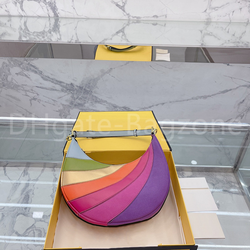 2022 Nouveau Designer Sac À Bandoulière De Luxe De Mode Dame Sac À Main Multicolore Couture Crescent Couture En Cuir Grande Capacité 28cm X 18cm