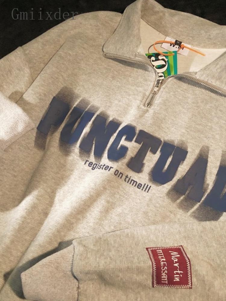 

Men's T-Shirts Lovers Long-sleeved Shirt Early Spring Daily Casual Half Zipper T 2022 Men Women's Hip Hop Urban Vibe Letter TopsMen's Me, Khaki