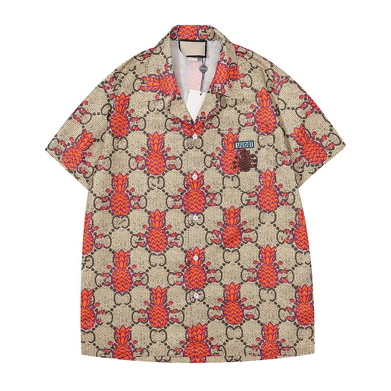 

New Fashion Hawaii Floral Print Beach Shirts Men's Designer Silk Bowling Shirt Casual Hawaiian Shirts Men Summer Blouse Short Sleeve Loose Dress Shirt, As picture show
