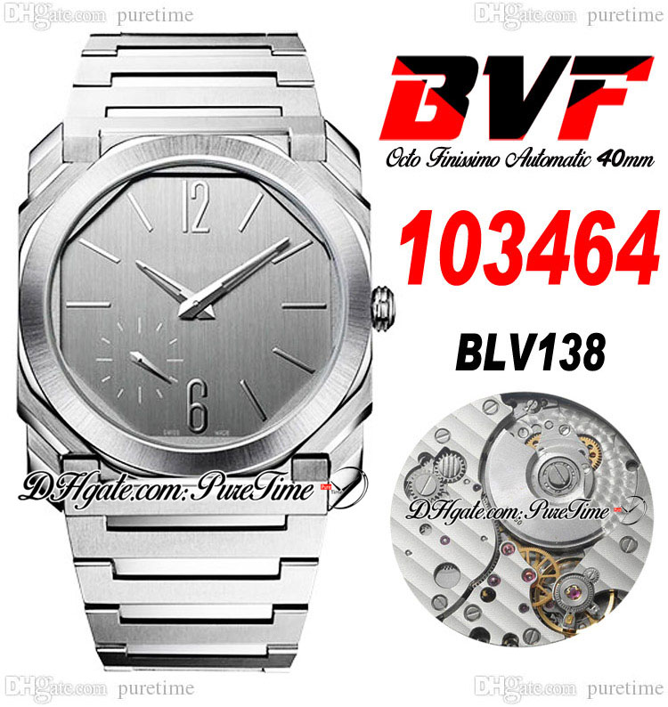 

BVF 103464 Extra-Thin Octo Finissimo BLV138 Automatic Mens Watch 40mm Gray Dial Satin Polished Stainless Steel Bracelet Super Edition Puretime 01A1, Original box