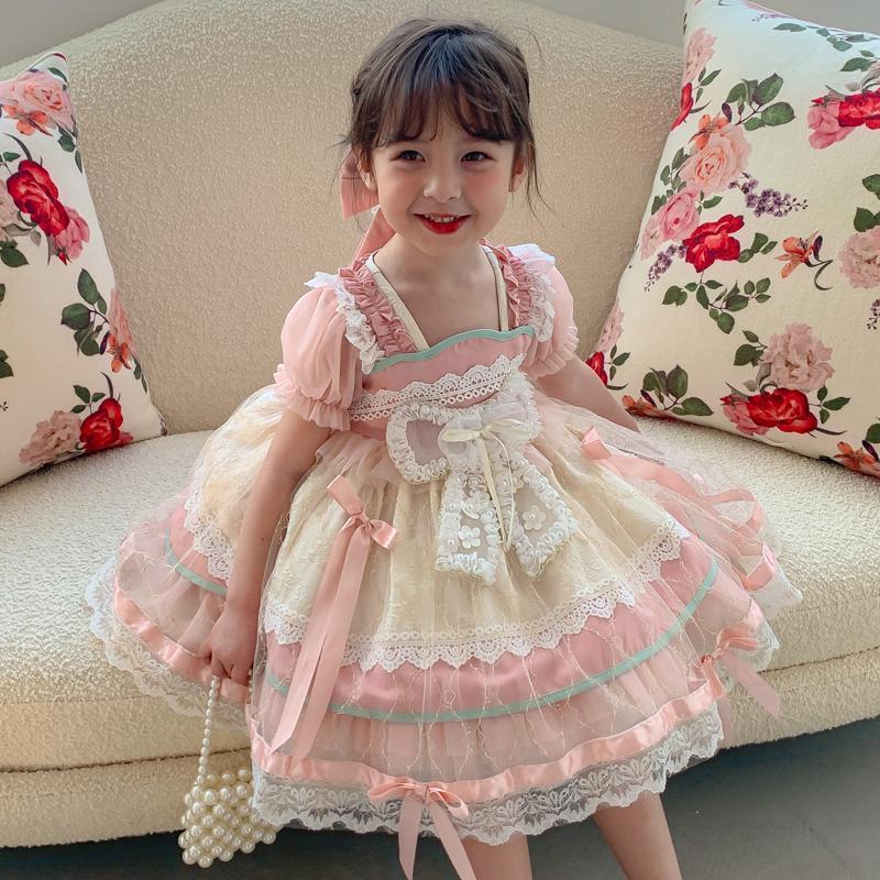 

Girl's Dresses Dress For Girls Baby Wedding Girl Lolita Princess Party Vestidos Costume Kids Dance Evening With HeaddressGirl's, Green with headdress