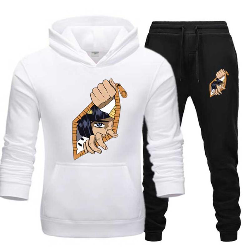 

Men's Tracksuits Men's Sets Bizarre Adventure Hoodies And Pants Warm Fleece Drop Sweatshirts Sportswear Suit Plus Size XS-5XLMen's, Black hoodies