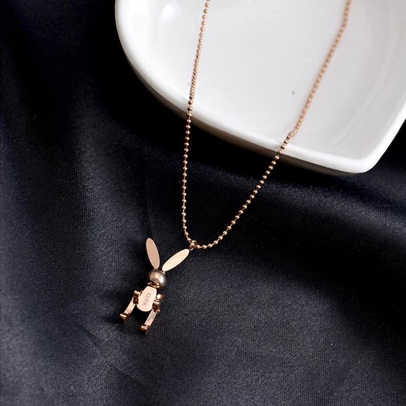 

Pendant Necklaces Fashion Mobile Necklace Gold Titanium Steel Hare Personality Unique JewelryPendant NecklacesPendant
