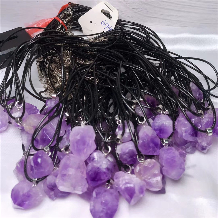 

Crystals Bulk Wholesale Amethyst Crystal Amethyst Cluster Rock Pendant Necklace For Women