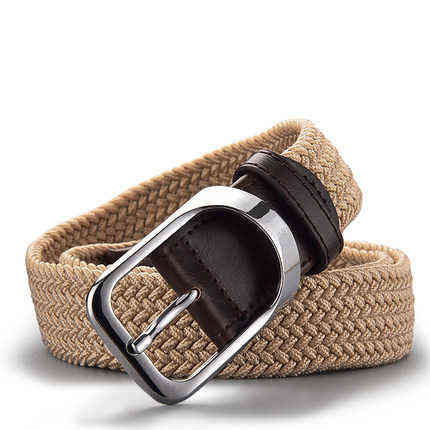 

[LFMB]2022 NewFemale Casual Knitted Pin Buckle Men Belt Woven Canvas Elastic Expandable Braided Stretch Belts For Women Jeans Y220419, Black