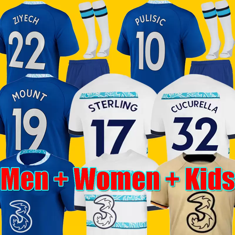 

Soccer Jersey 22 23 PULISIC MOUNT HAVERTZ STERLING JORGINHO 2022 2023 Football Shirt Men Kids Set Kits KOULIBALY KANTE Uniform Socks Mendy T. SILVA Women CUCURELLA, Men home ep