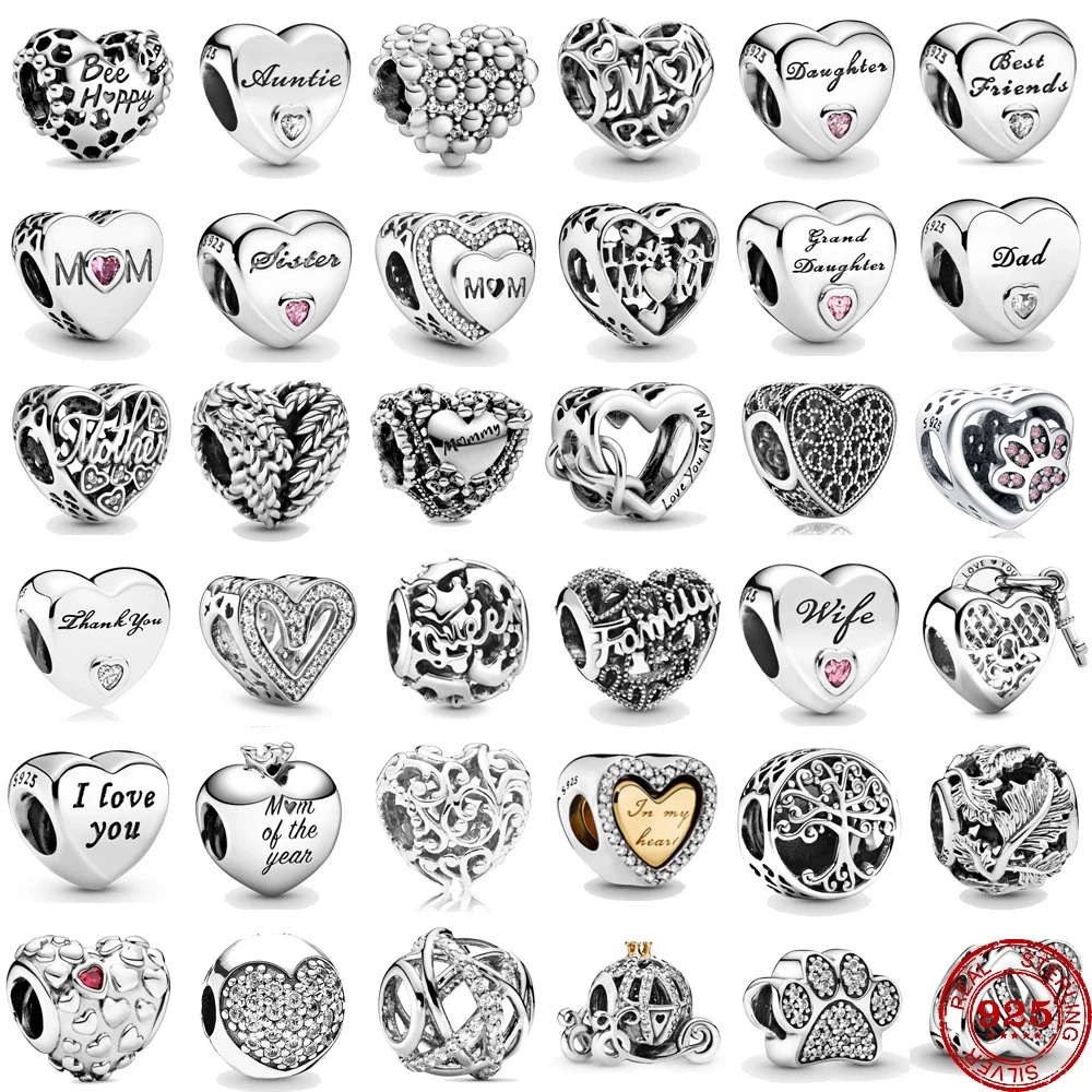 925 Perles de charme en argent enracine la famille maman maman de mon coeur perle en ajustement bracelet bricolage bijoux accessoires