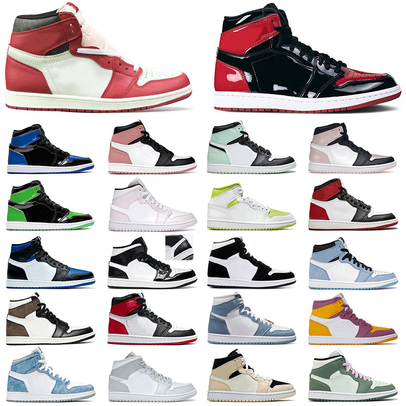 

New Arrival Jumpman 1 1s Basketball Shoes For Mens Womens Chicago Reimagined High Panda White Lime Denim Mid Carbon Fiber Designer Sneakers Trainers Size 36-46, # 36-46 chicago reimagined