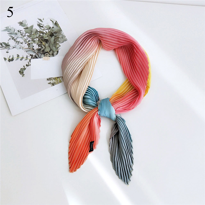 

Scarf Women Luxury Small Square Silk Crinkle Crumple Satin Woman Neck Ladies Pleated Foulard Femme Shawl Bandana 220704