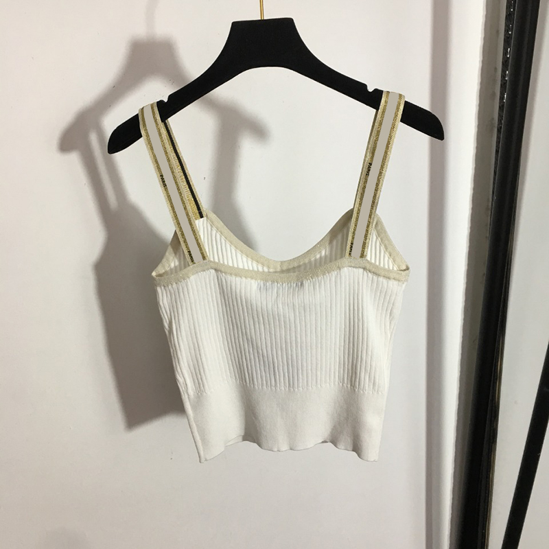 

Women Slim Tanks Sling Vests Camis Fashion Letters Designer Vest 2 Colors Elastic Charm Girls Tee Tops Clothing, White