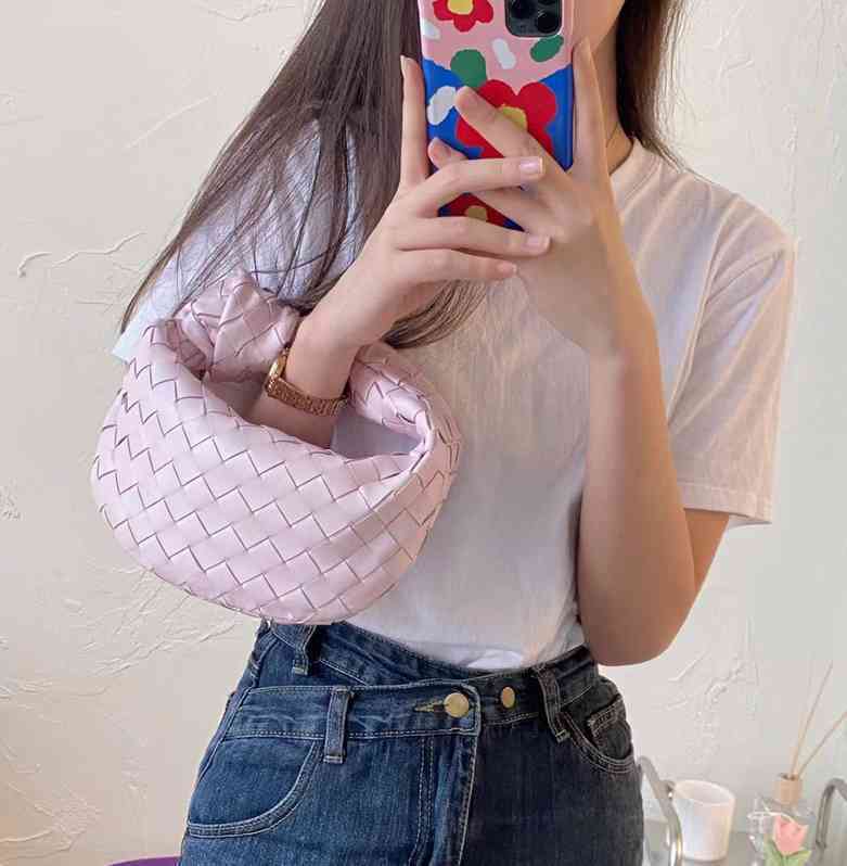 

Designer Handbags Bottegav Venetas Jodie Woven Women's Bag Napa Sheepskin Knotted Round Underarm Hobo Arc Mini Handbag ZLN4, Deerskin gray