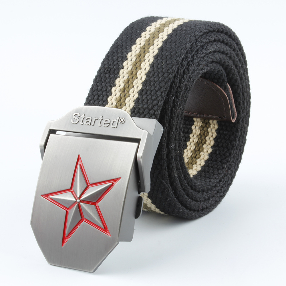 

3.8CM Unisex Canvas Adjustable Male Army Tactical Belt AUTOMATIC Buckle Men Waist five star, Multi colors