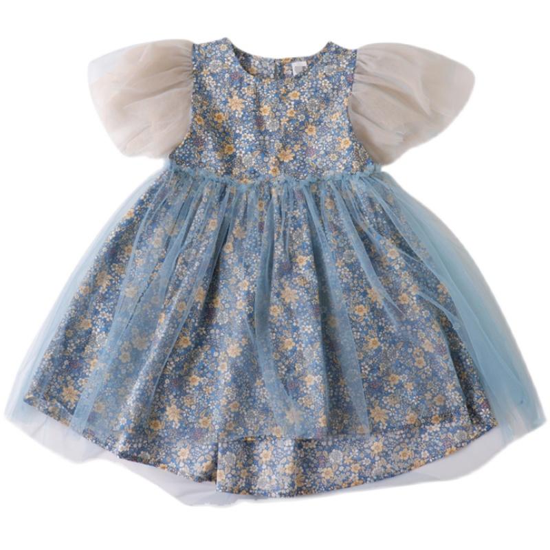 

Girl's Dresses Baby Cute For Kids Girl Clothes Toddler 4 5 6 Years Birthday Princess Tutu Mesh Fashion Girls Dress Elegant 2022 Summer, Blue color