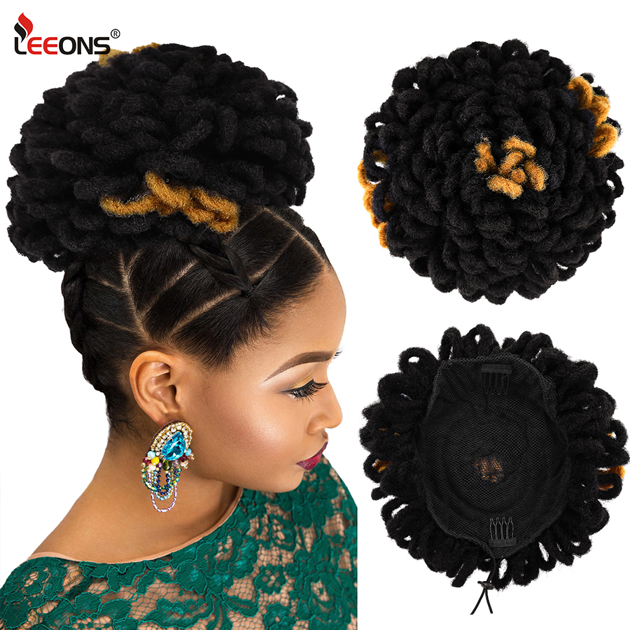 Accessories Dreadlock Afro High Puff Drawstring Ponytail Hair Bun Hairpieces Faux Locs Clip In Pony Tail Synthetic Hair Buns For Black Women-image-762267869