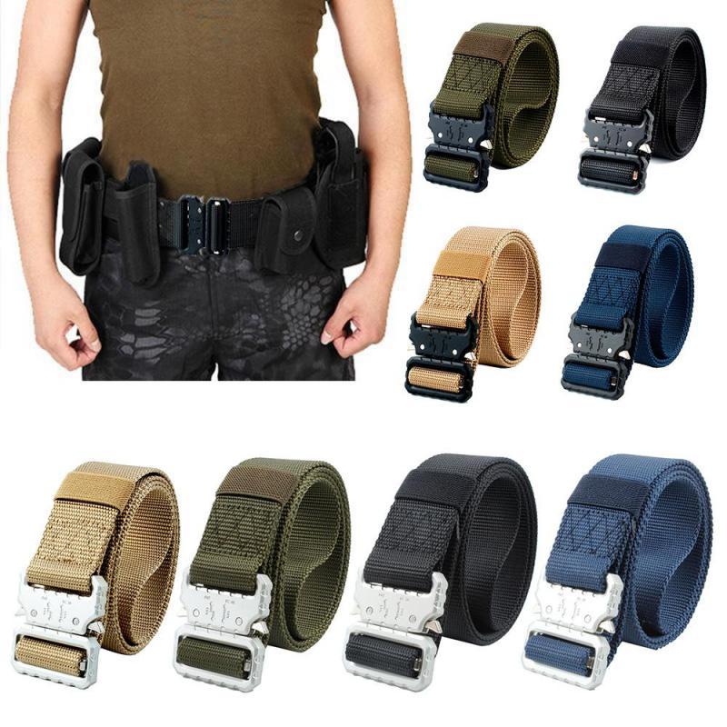 

Belts Army Belt For Men Tactical Military Nylon Canvas Waist Quick Release Hunting Training Strong Metal Buckle BeltBelts, Black