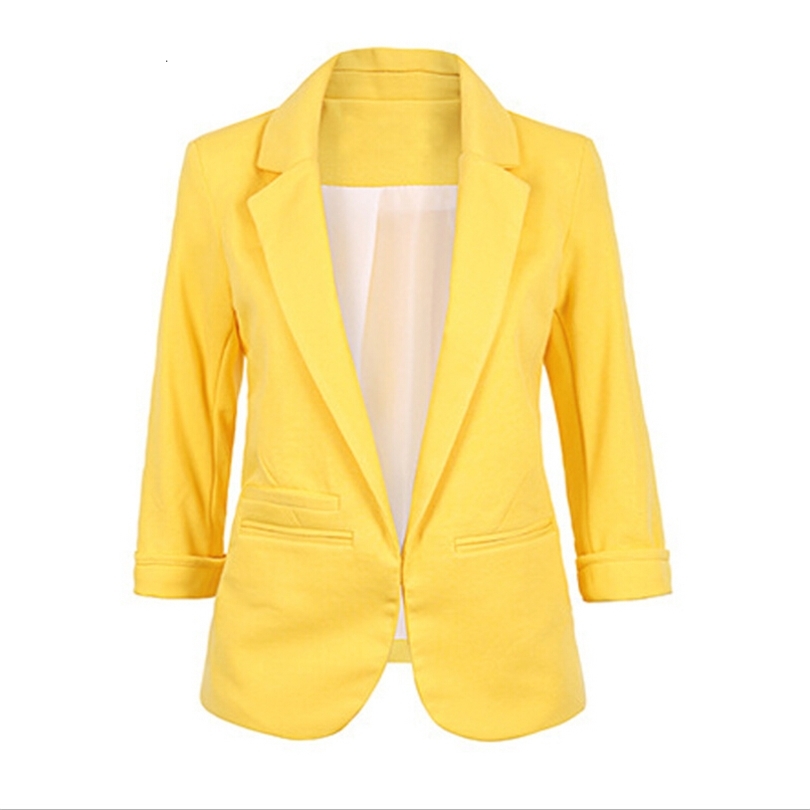 

Open Front Notched Blazer 2019 autumn Women Formal Jackets Office Work Slim Fit Blazer white Ladies suits 11 colors size SXXL CJ191209, Ye llow