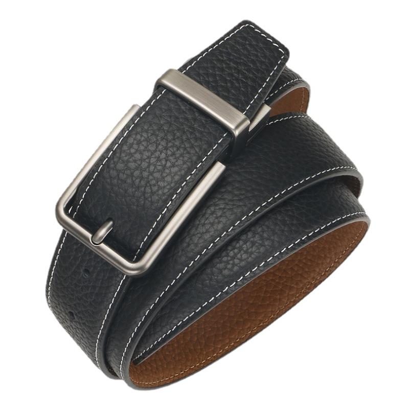 

Belts Men's First Leather Buckle Business Leisure For Women Luxury Designer Brand 3.3cmBelts, Black