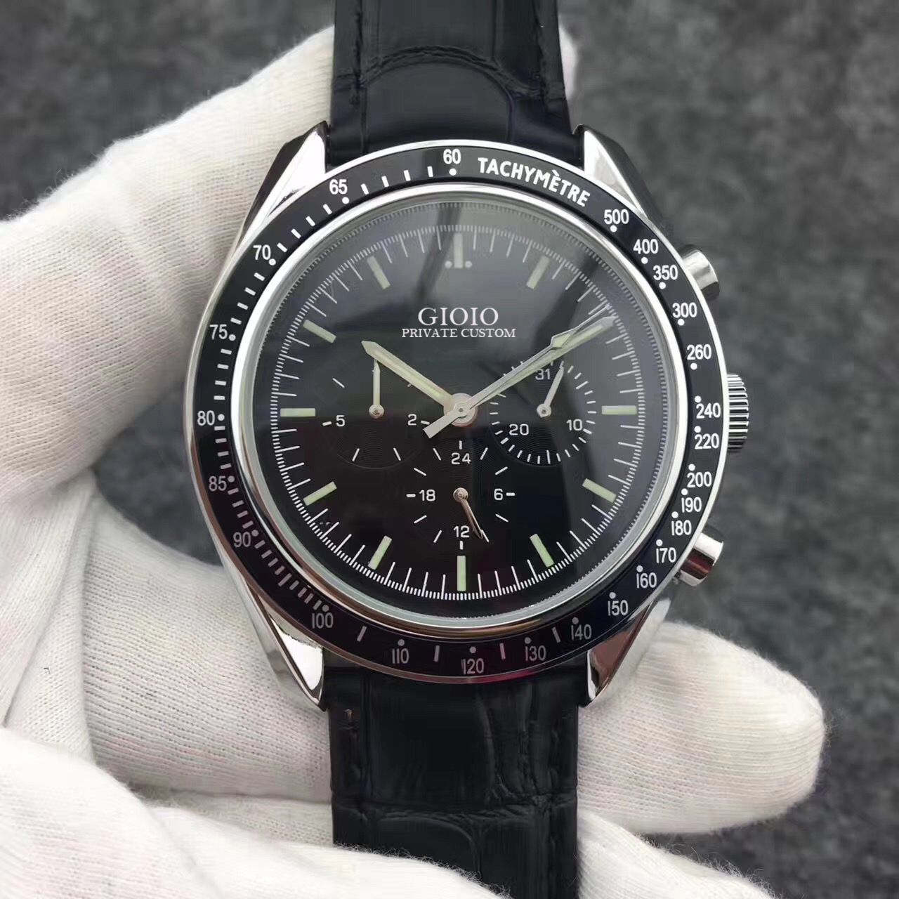 

Men Automatic Mechanical Watch Black Ceramic Moon 44mm
