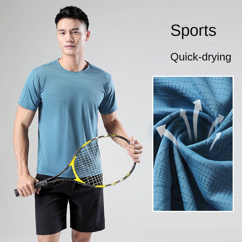 

Fashion 2022 Ice Silk Sports Quick Drying T-shirt Flowing Line Sweatshirt Summer Men' Breathable Training Top Sport Hombre, White