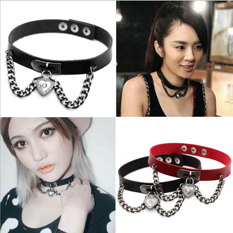 

Chokers 2022 Fashion Women Bijouterie Collares Punk Chain Goth Heart Choker Harajuku PU Leather Neck Collar Maxi Anime Necklaces Jewelry