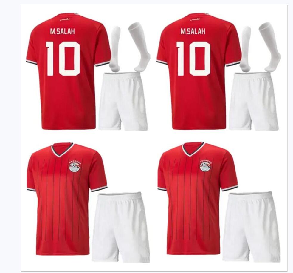 

2022 2023 Egypt Soccer Jerseys M.SALAH TREZEGUET ELNENY national team home away 22 23 football men and kids shirt, Red