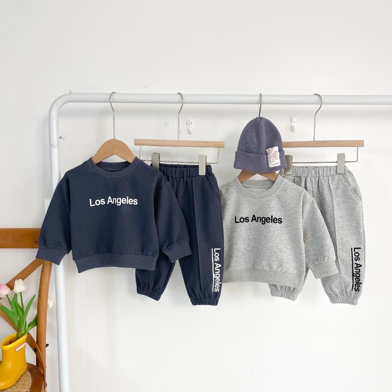 

Clothing Sets Boy Solid Color Casual Pullover Infant Girls Fashion Letter Print Pattern Long Sleeve Sweatshirts + Trousers 2022 Sweatshirt S, Grey