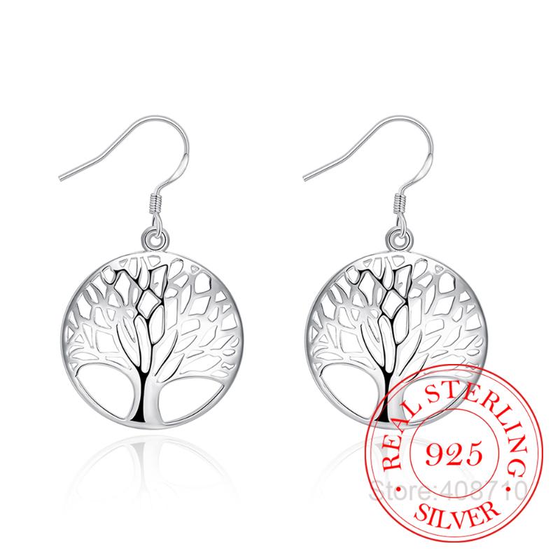 

Dangle & Chandelier Tree Of Life 925 Sterling Silver Drop Earrings Women Hollow Out Pattern Round Earring Moda Mujer Jewelry 2022 Pendientes