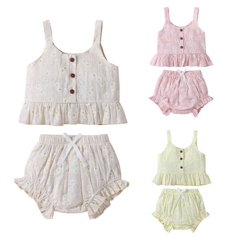 

Citgeett Summer Toddler Baby Girl Vest Tops Shorts Suit Sleeveless Blouse Casual Buttons Pants Clothing Set J220712