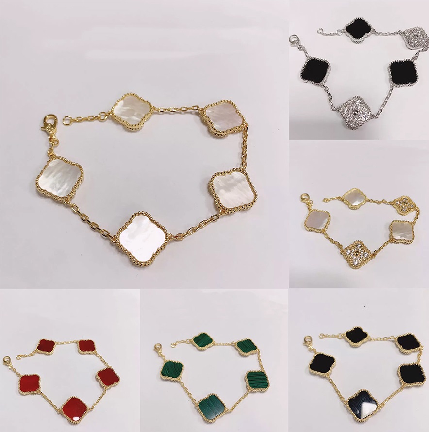 

Fashion Classic4/Four Leaf Clover Charm Bracelets Bangle Chain Lucky Agate Shell Mother-of-Pearl for Women&Girl Wedding Designer Jewelry Women love bracelets gift