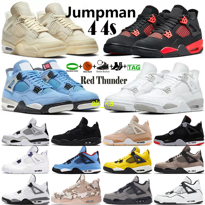 

Jumpman 4 4s Mens Basketball Shoes Sail Oreo University Blue Fire Red Thunder White Cement Black Cat Bred Infrared Wild Things Men Sports, 41