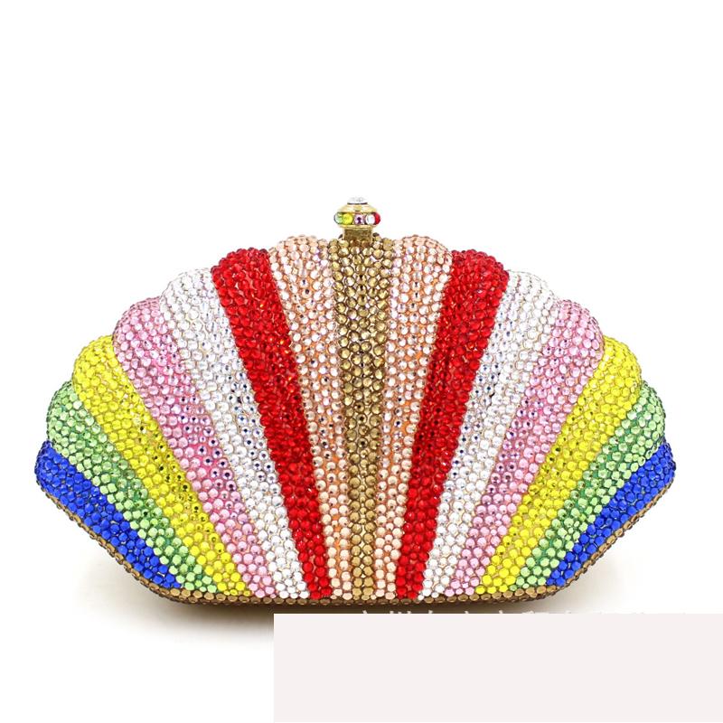 

Evening Bags XIYUAN Women Colorful Crystal Diamond Bag Purse Metal Clutch Wedding Cocktail Prom Bridal Handbag Gift Box, Color same as pictur