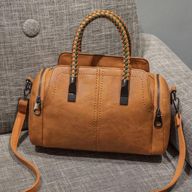 

Evening Bags Vintage Leather Ladies HandBags Women Messenger Totes Tassel Designer Crossbody Shoulder Bag Boston Hand C809Evening, Black