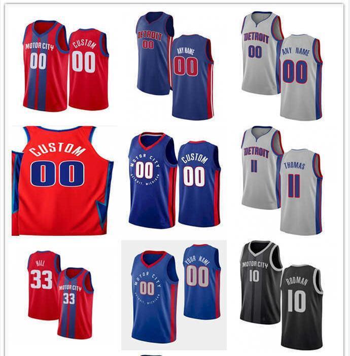 

75th Custom Mens Women Youth Detroit''Pistons''Dennis 10 Rodman Bill 40 Laimbeer Isiah 11 Thomas Grant 33 Hill Basketball Jersey, Color