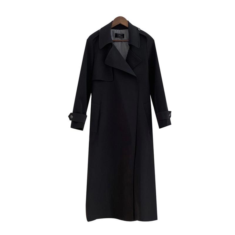 

Women's Trench Coats Black Over The Knee Female Coat 2022 Spring Korean Students In Long Women's Windbreaker AutumnWomen's