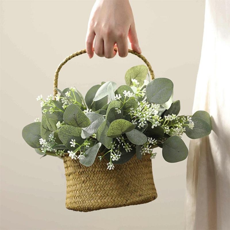 

Decorative Flowers & Wreaths 5PCS Eucalyptus Artificial Flower Plant Green Leaf Home Decoration Silk Fake Bouquet For Wedding Decor