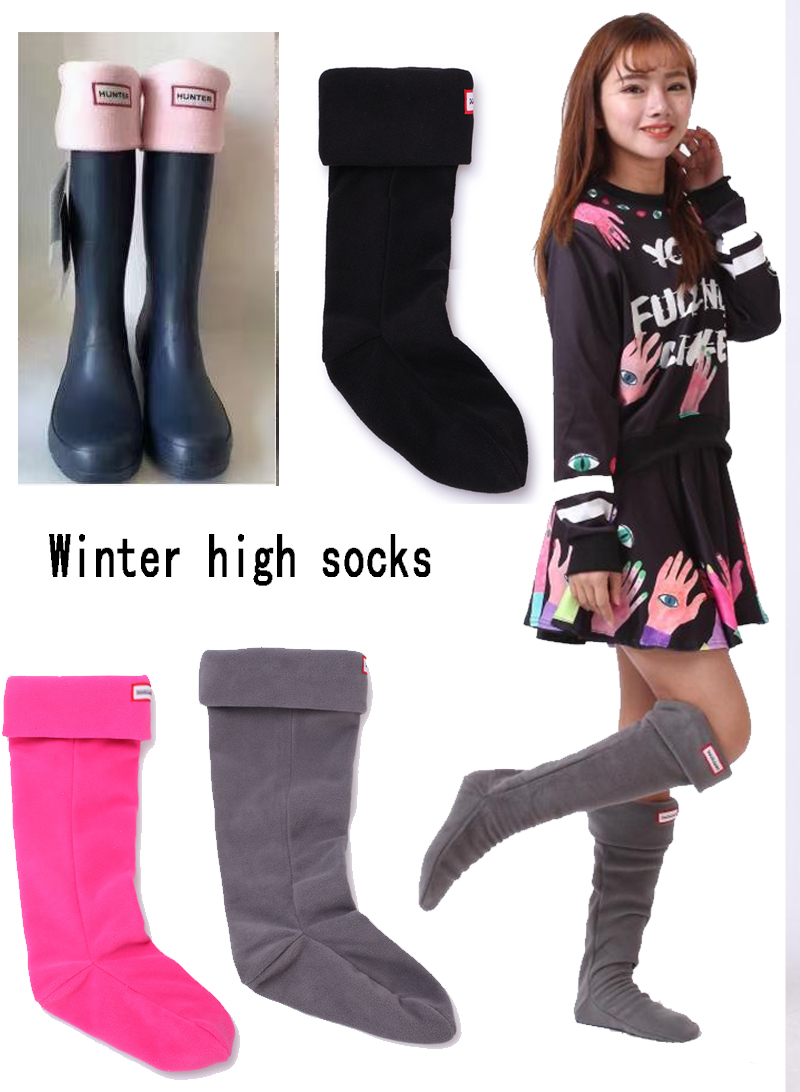 

New winter high cotton socks ladies knee socks floor socks warm ladies plush boots padded ladies long, Navy