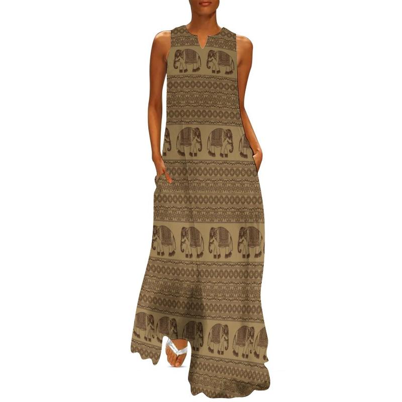 

Casual Dresses Elephant Vintage Dress Summer African Elephants Print Street Wear Bohemia Long Women Trendy Maxi Gift IdeaCasual, Style-6